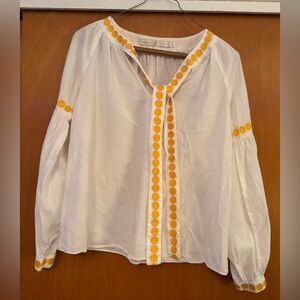 Marie Oliver Cream Blouse with Orange Accents